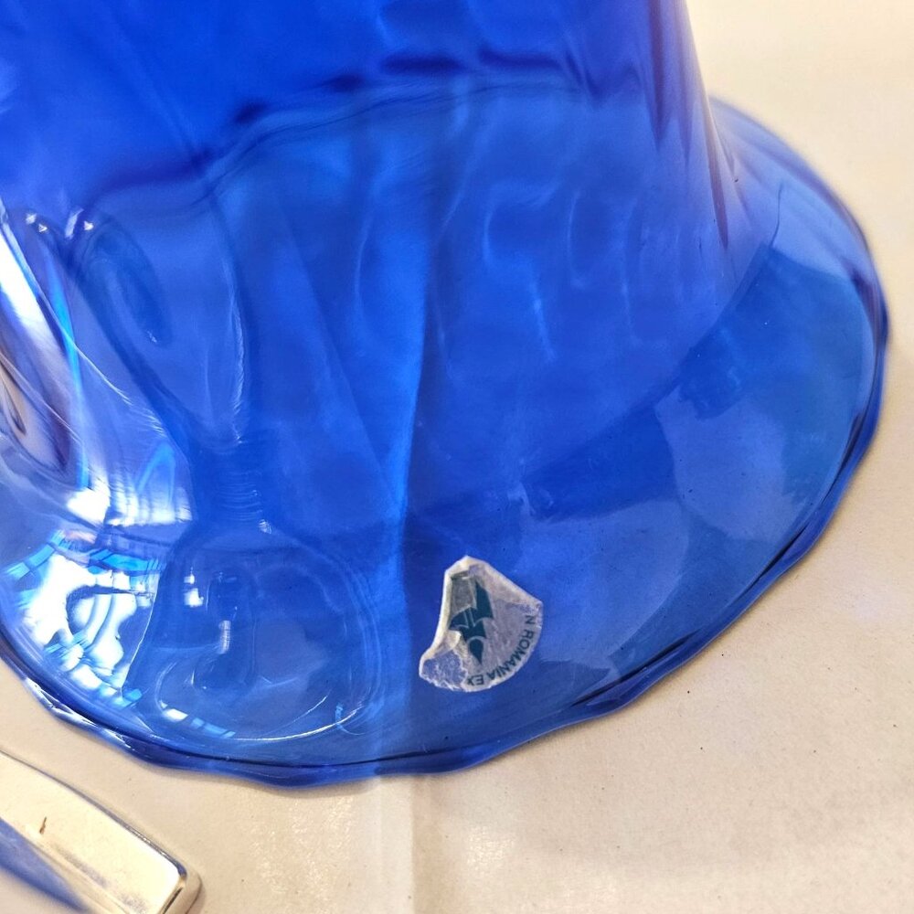 Partylite Cobalt Blue Soliloquy Candleholder 6" glass metal tealight votive hold - Picture 6 of 7